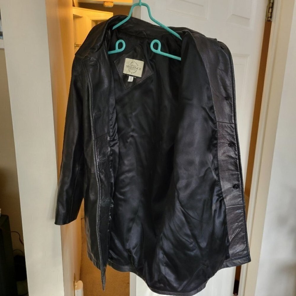 90s y2k vintage Leather blazer  jacket oversized small - Picture 12 of 14